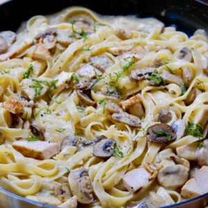 CHICKEN MUSHROOM BACON ALFREDO